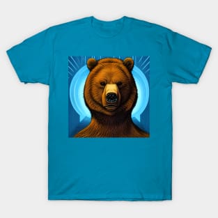 Modern Comic Book Art Stern Brown Bear Face T-Shirt